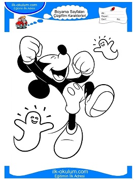 Çocuklar İçin Mickey Mouse Boyama Sayfaları 